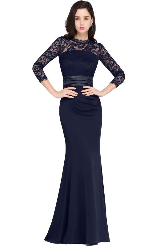 ARIANNA | Sheath High Neck Black Elegant Evening Dresses with Lace