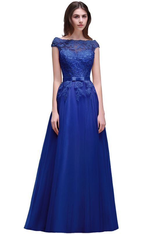 AUBREE | A-line Floor-Length Tulle Prom Dress With Lace Appliques