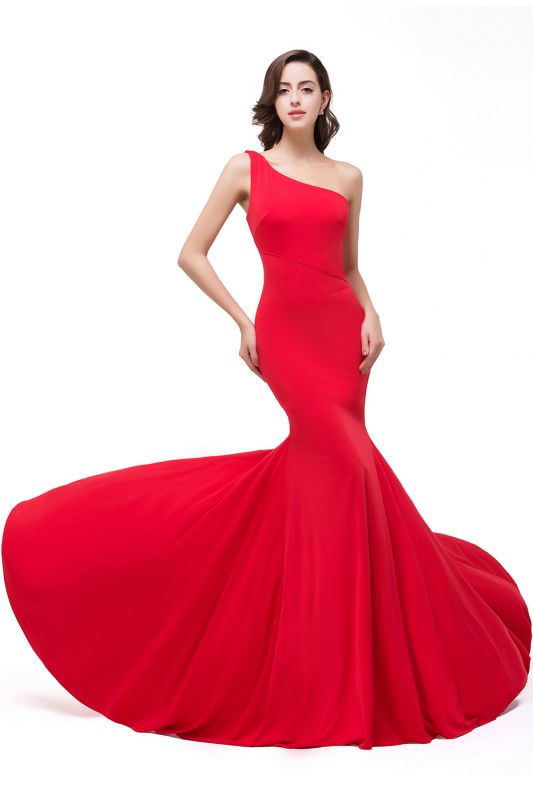 EMMALYN | Mermaid One-Shoulder Floor Length Red Prom Dresses