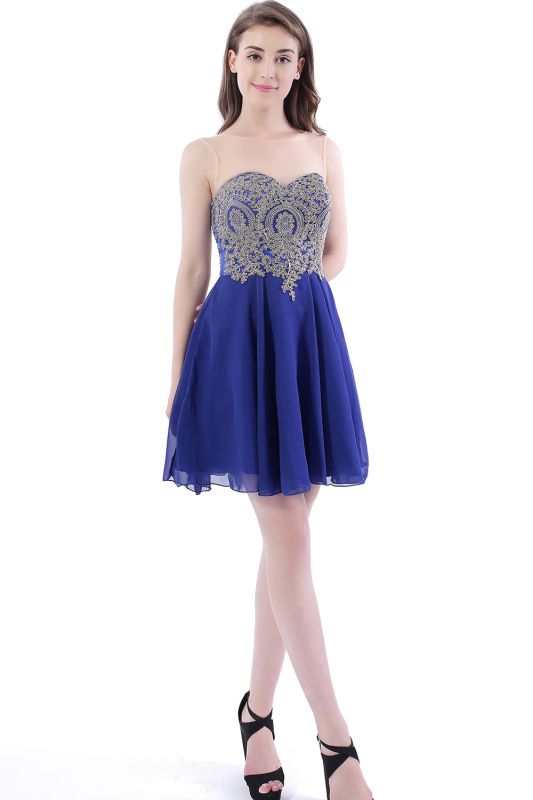 DAISY | Short Jewel Lace Chiffon Applique Prom Dresses