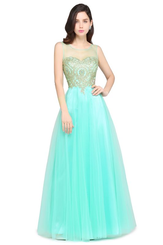 ARIA | A-line Scoop Tulle Gorgeous Evening Dresses with Appliques