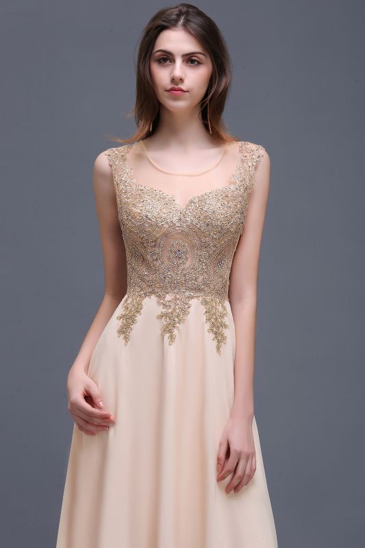 ALAYNA | Sheath Jewel Long Chiffon Evening Dresses With Applique