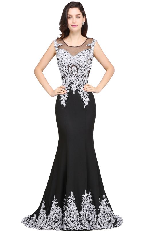 ARIYAH | Mermaid Scoop Black Pretty Evening Dresses with Appliques