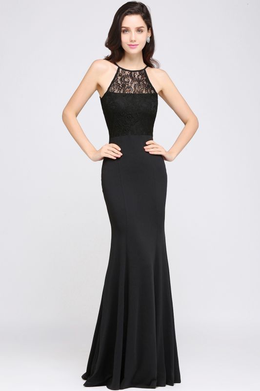CHERISH | Mermaid Halter Floor-length Chiffon Black Prom Dress