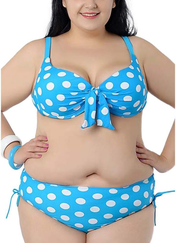 Plus Size Polka Dot Knot Sexy Bikini Set