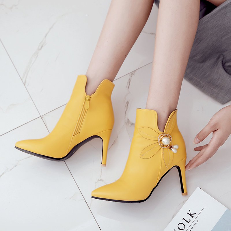 Stiletto Heel Pearl Daily Pointed Toe Elegant Boots