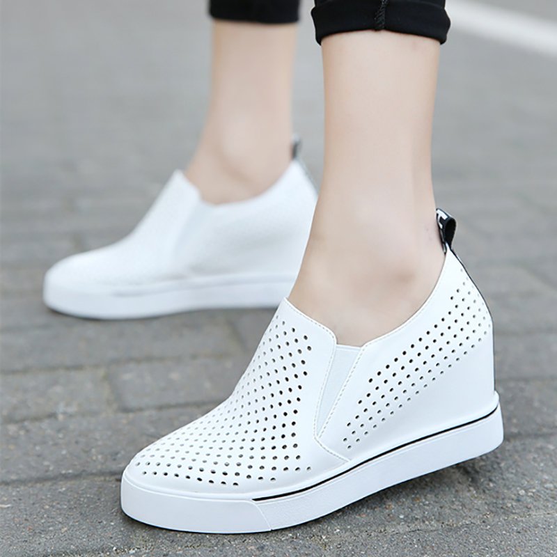 Hollow-out Wedge Heel Daily Pointed Toe Loafers