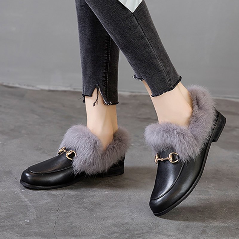 Chunky Heel Round Toe Casual Loafers