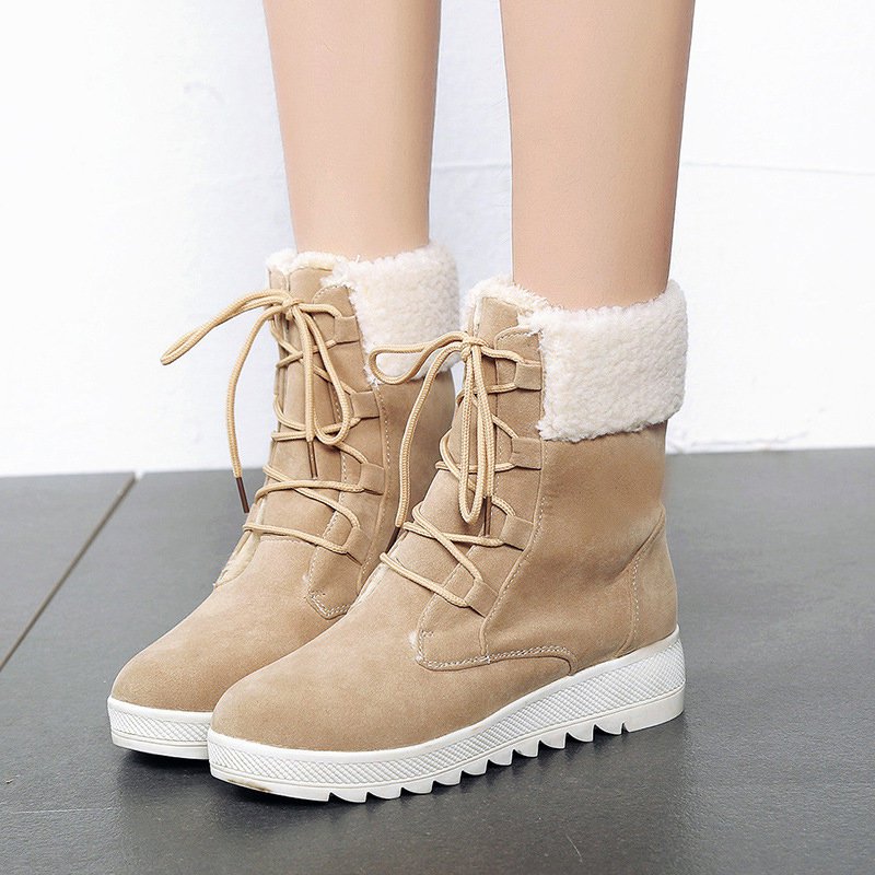 Winter Daily Wedge Heel Lace-up Suede Boot