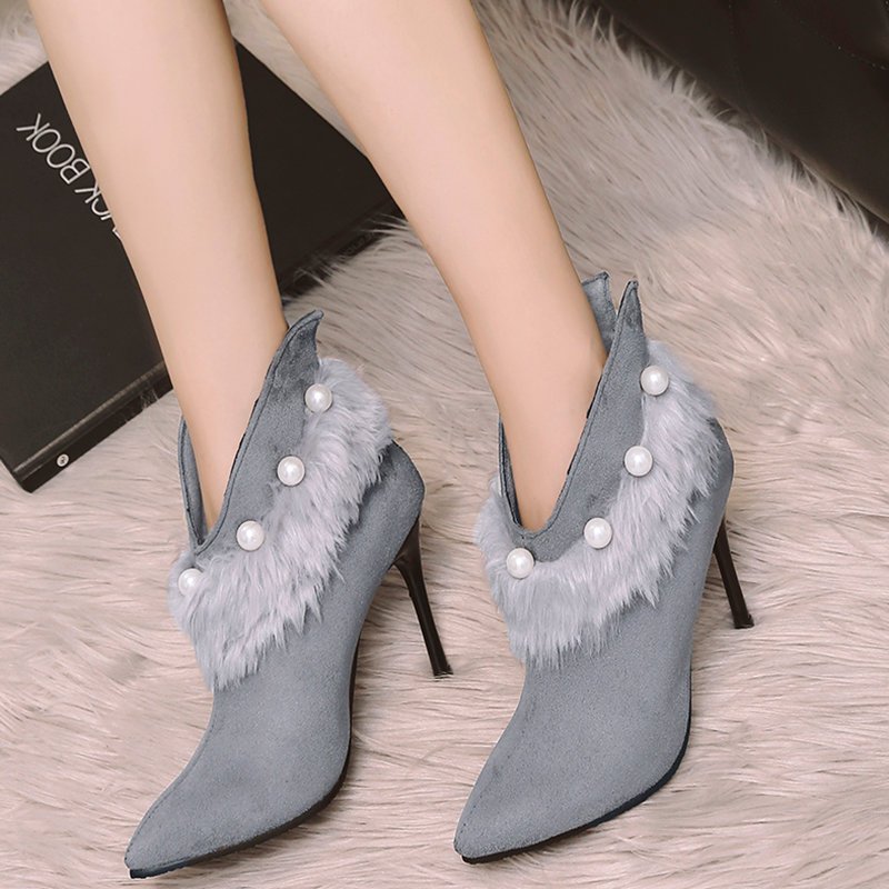 High Heel Zipper Suede Boot