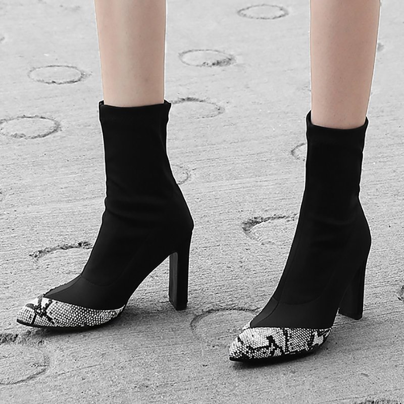 Daily Chunky Heel Pointed Toe Elegant PU Boots