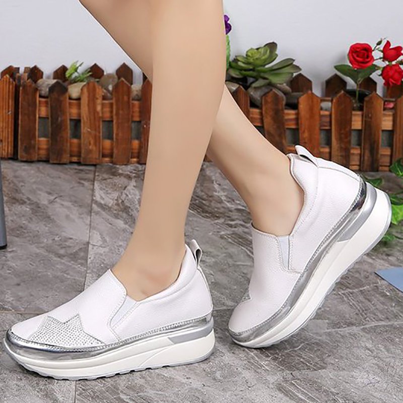 Daily Round Toe Wedge Heel PU Loafers