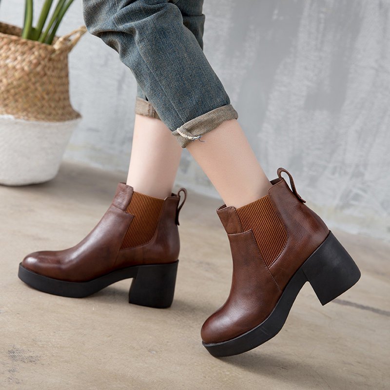 Cowhide Leather Platform Boot
