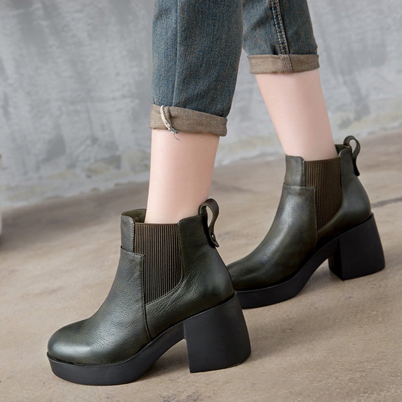 Cowhide Leather Platform Boot