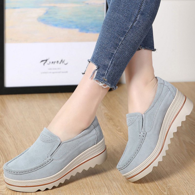 Casual Round Toe Leather Flat Heel Loafers