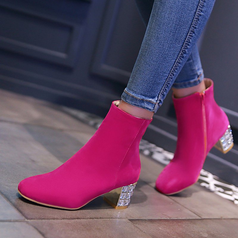 Chunky Heel Zipper Daily Pointed Toe Elegant Boots