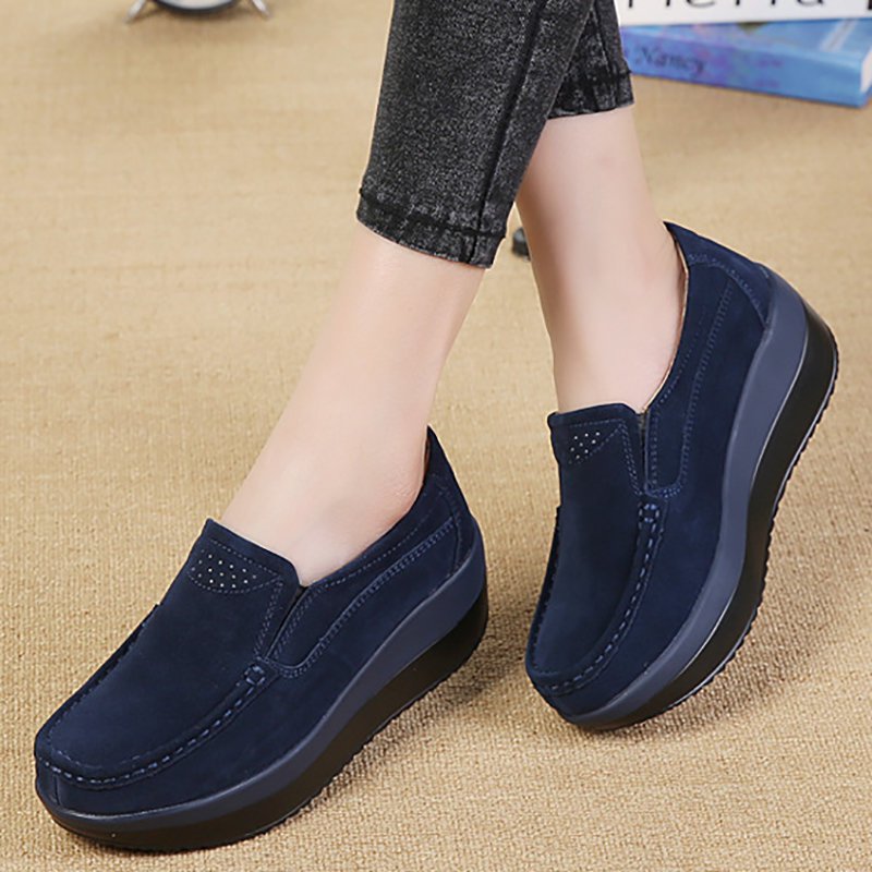 Wedge Heel Daily Round Toe Casual Loafers