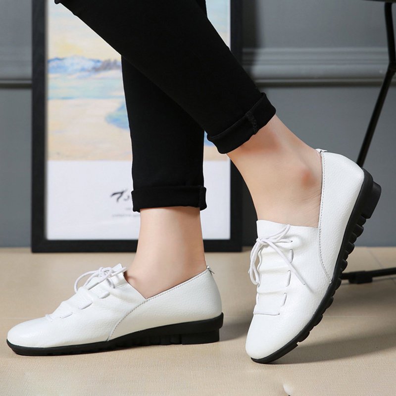 Casual runde Zehe Lace-up flache Ferse Loafers