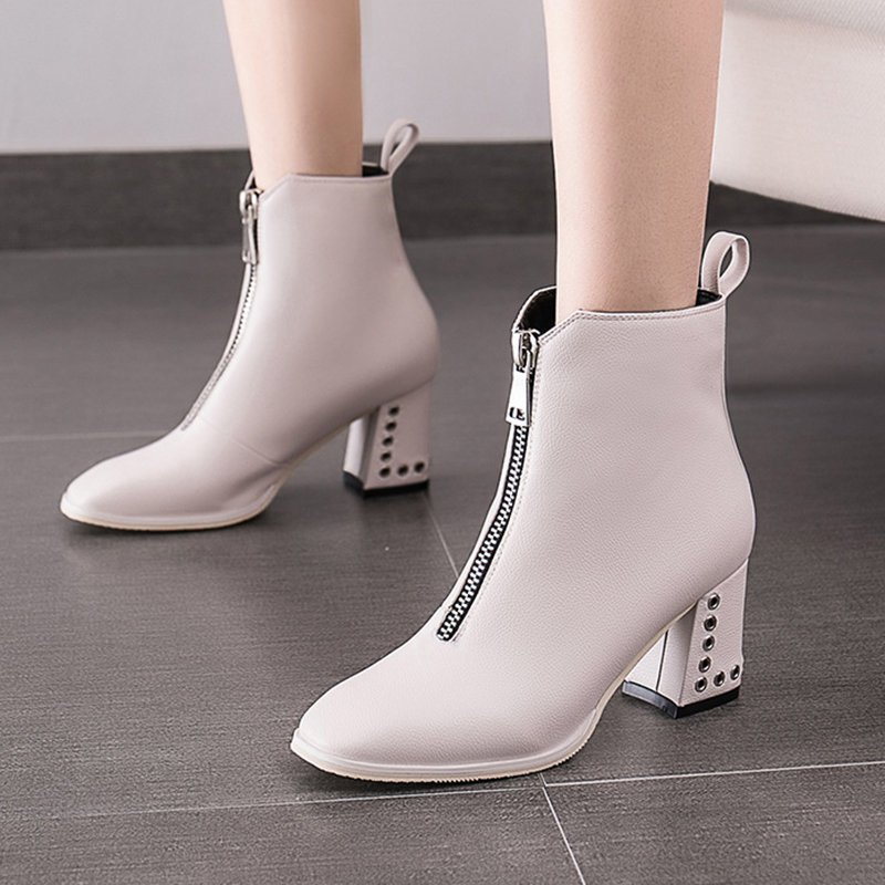 Zipper Chunky Heel Winter PU Daily Heel medio (3-8cm) Bota