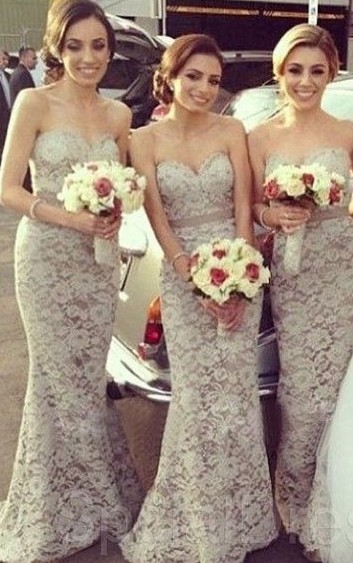 Bridesmaid Dresses Lace Sweetheart Floor Length A Line Charming Sexy Party Dress