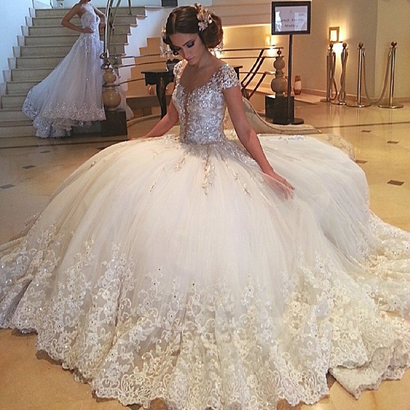 2020 Luxury Bridal Gown With Beaded Crystal Tulle, Flower Cathedral Train,  Lace Applique, And Gorgeous White Corset Back Wedding Dress From Hxhdress,  $269.55 | DHgate.Com