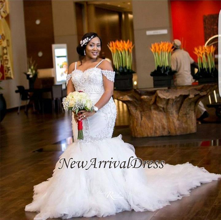 Cap-Sleeve Gorgeous Appliques Plus Size Mermaid Lace Wedding Dresses  Online