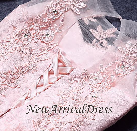 Custom Made A-line Lace Pink Sleeveless Appliques Sexy Short Homecoming Dresses