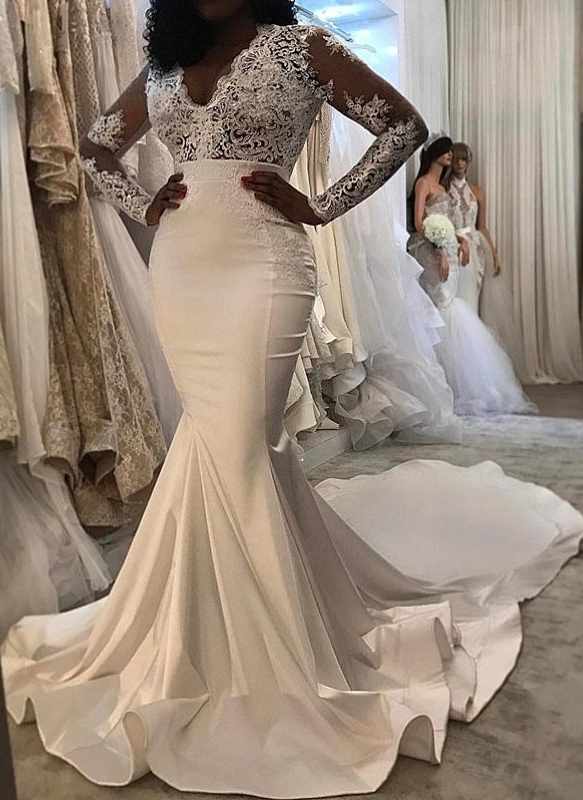 Sexy Lace Mermaid Wedding Dresses  | Long Sleeve Wedding Dresses