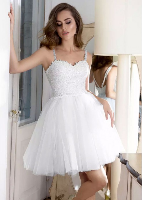 Lovely Sweetheart Straps Short Prom Dress |Tulle Homecoming Dress With Appliques