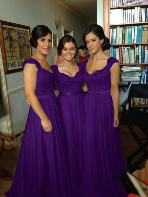 Sexy Silver Bridesmaid Dresses Lace Sequins Beads Cap Sleeves V Neck Chiffon Bridesmaid Dress Newarrivaldress