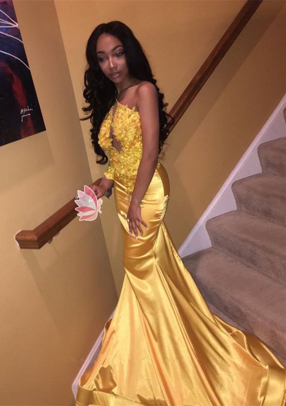 Modern Yellow Mermaid Sleeveless Prom Dress | Prom Dress