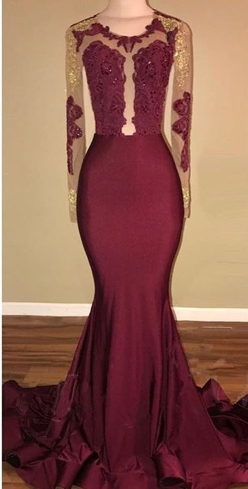 burgundy gold prom dress