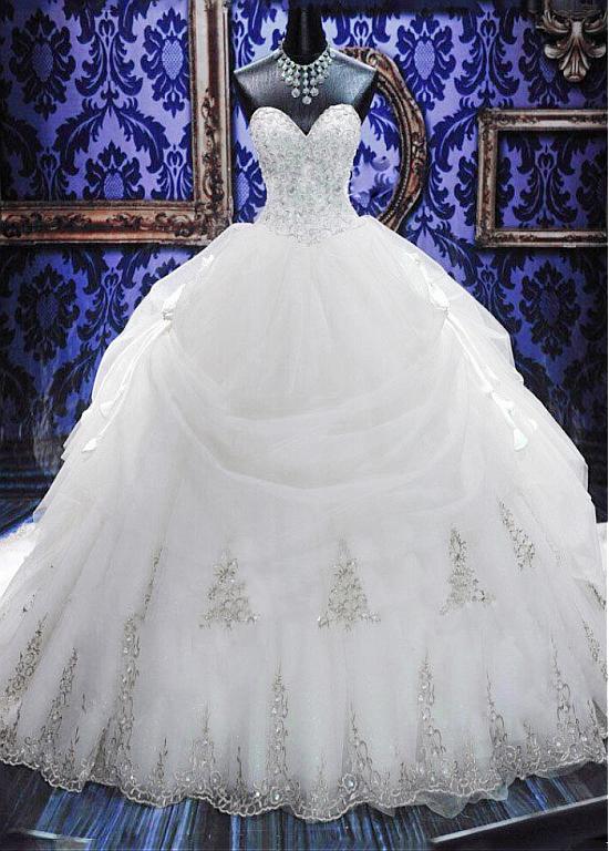 Gorgeous Ball Gown Wedding Dresses with Beads | Sexy  Court Train Bridal Gowns with Bowknot