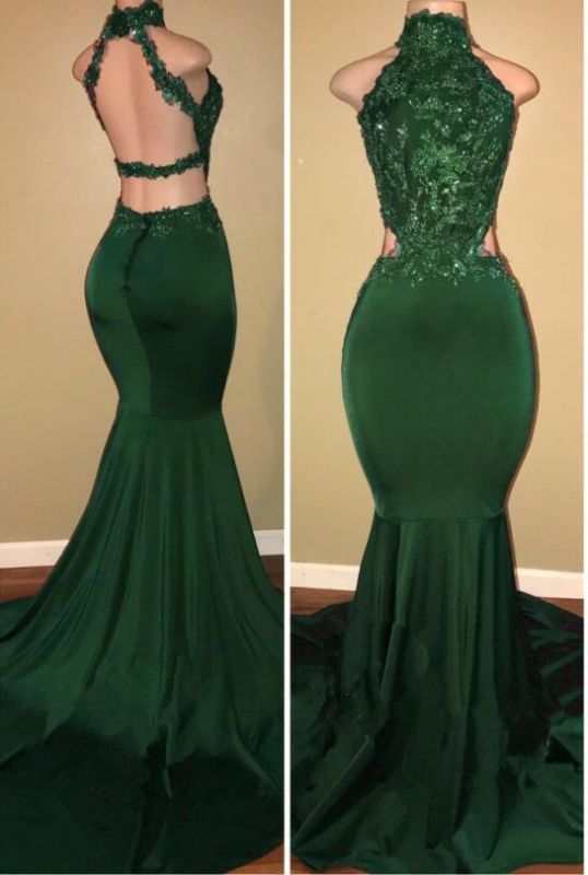 Sleeveless Open Back Mermaid Long Prom Dresses  Plus Size | Lace Formal Dresses for Women