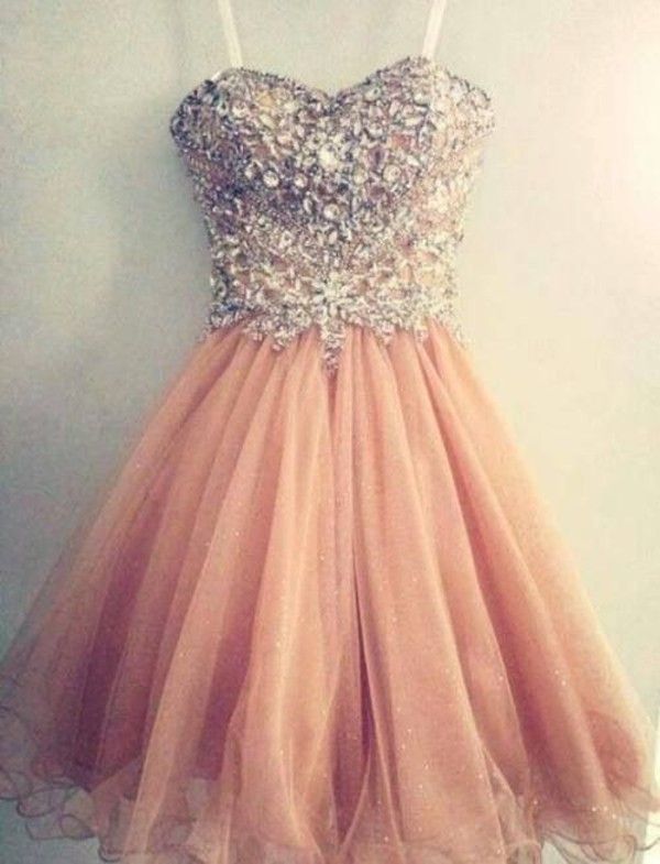 Crystals Short Mini Homecoming Dresses Sweetheart Spaghettis Tulle Coral Luxury Graduation Cocktail Dresses