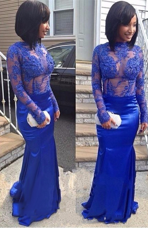 Royal-Blue Mermaid Prom Dress |Lace Long Evening Party Dress BA8492