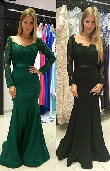 Modest Lace Long Sleeve Mermaid Evening Gown