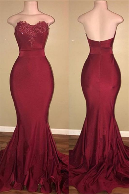 Burgundy Long Prom Dresses   for Juniors | Mermaid Open Back Formal Dresses for Women