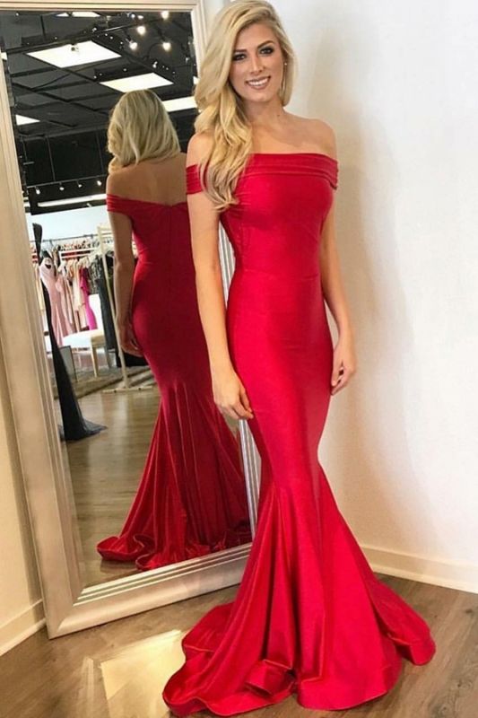 Glamorous Sexy Mermaid Evening Dresses | Off-The-Shoulder Prom Dresses Sweep Train
