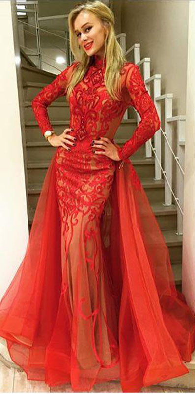 elegant long red evening dresses