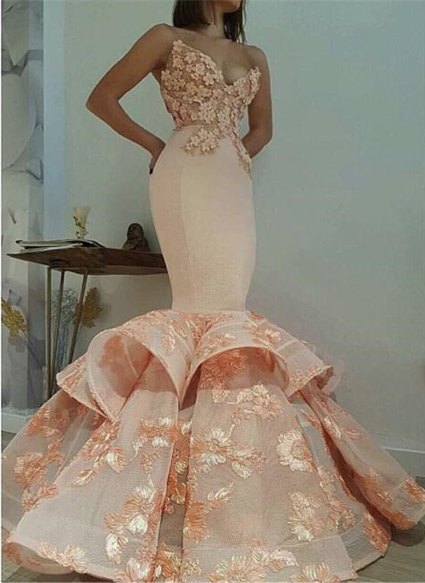 Newest Lace Sweetheart Mermaid Sleeveless Prom Dress BA9645