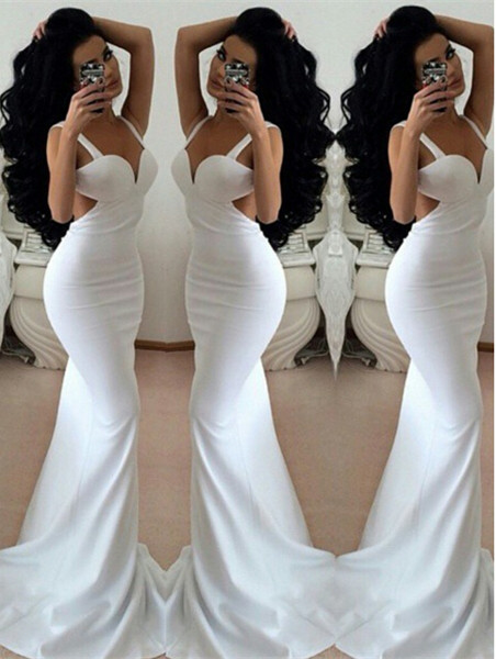 all white mermaid dress