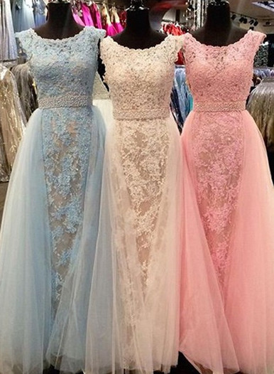 Crystal Sleeveless Appliques Scoop Tulle Elegant Bridesmaid Dress BA4608