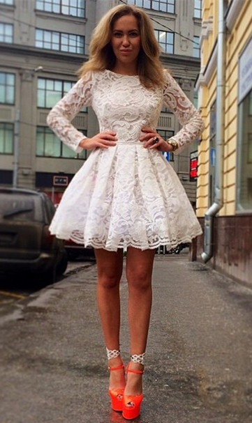 lace long sleeve mini dresses