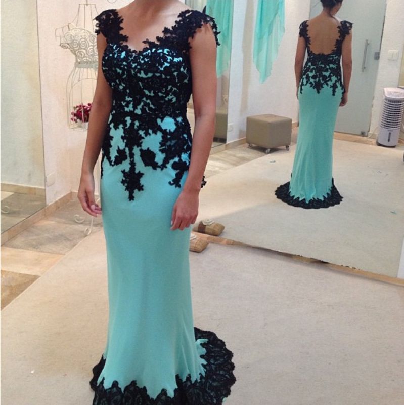 Black Lace Mermaid Sweetheart Long Sleeve Prom Dresses with Sweep Trai –  Simidress