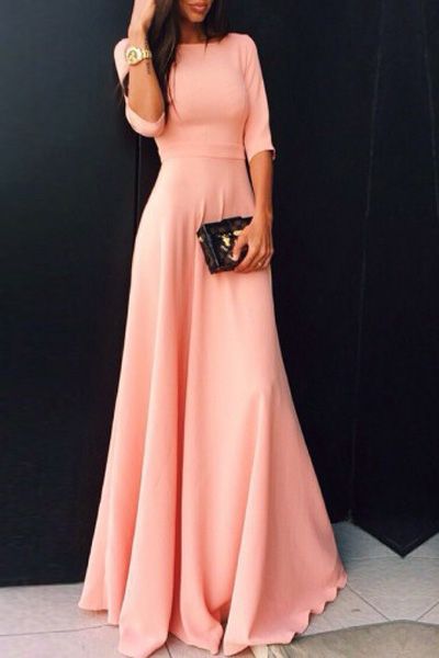 Elegant Chiffon Half-sleeve A-line Jewel Prom Dress SP0361