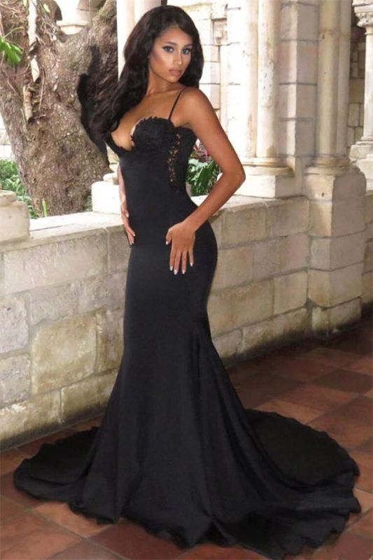 Long Black Backless Formal Dresses Sexy | Mermaid Long Train Sleeveless Prom Dress