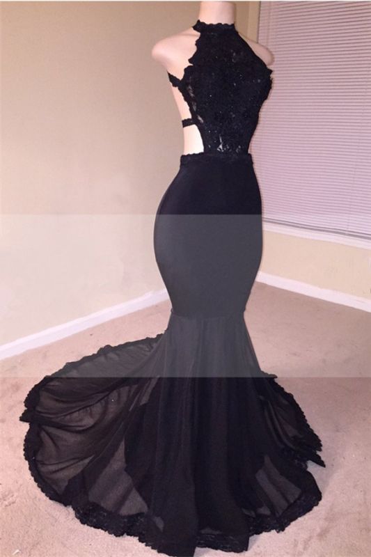 Open Back Black Mermaid Junior Long Prom Dresses  | Sleeveless Formal Evening Dresses Online