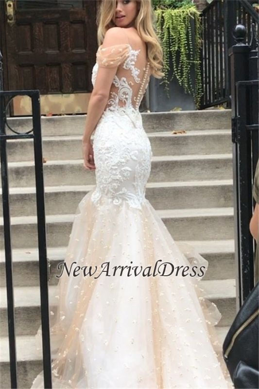 Tulle Appliques Mermaid Sexy Off The Shoulder Latest Wedding Dresses