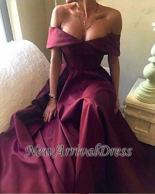 Off-The-Shoulder A-Line Sexy Short-Sleeves Prom Dresses BA7835